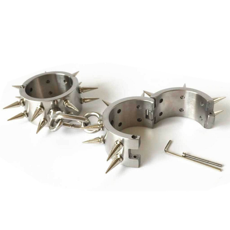 Stainless Steel Bdsm Ankle Cuff Shackles With Secure Barbed Lock For Male Bondage G620 - 8