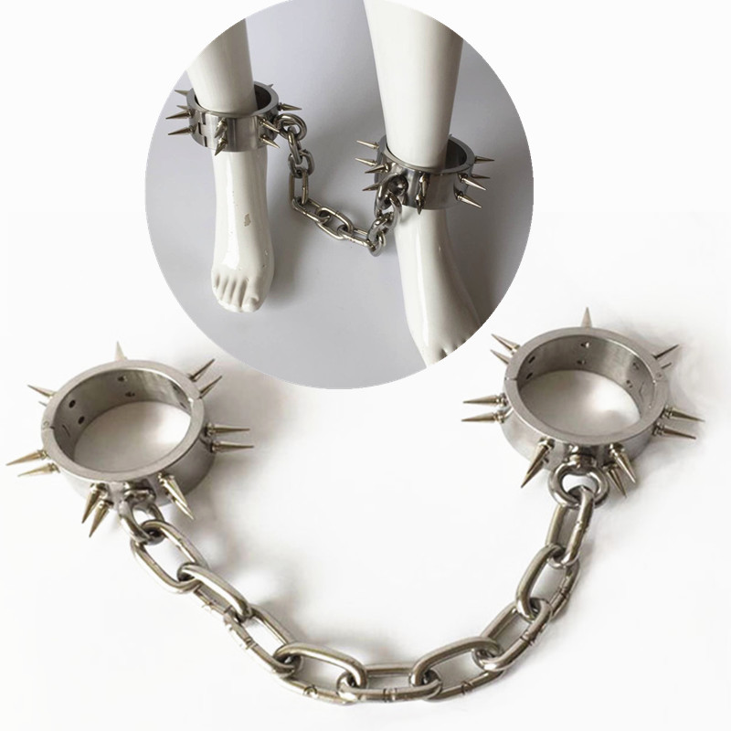 Stainless Steel Bdsm Ankle Cuff Shackles With Secure Barbed Lock For Male Bondage G620 - 9