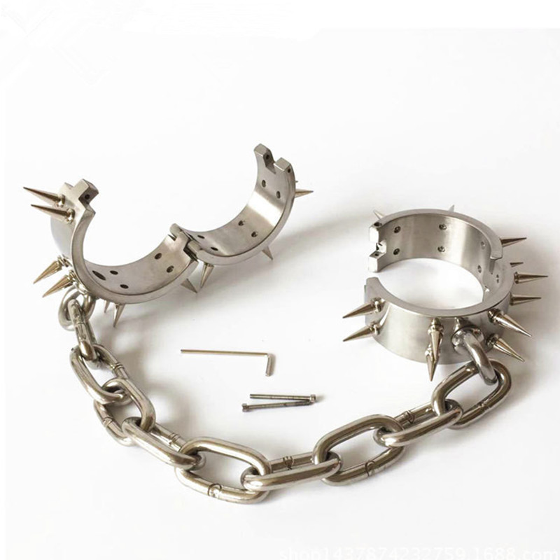 Stainless Steel Bdsm Ankle Cuff Shackles With Secure Barbed Lock For Male Bondage G620 - 10