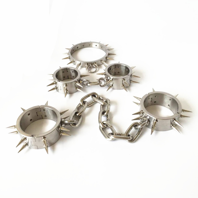 Stainless Steel Bdsm Ankle Cuff Shackles With Secure Barbed Lock For Male Bondage G620 - 14