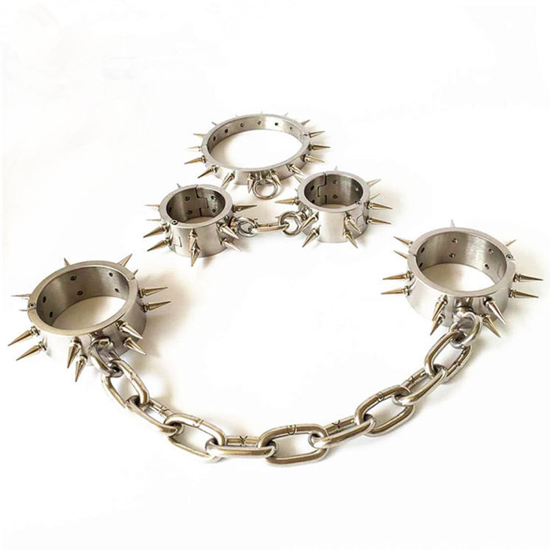 Stainless Steel Bdsm Ankle Cuff Shackles With Secure Barbed Lock For Male Bondage G620 - 15
