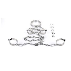 Stainless Steel Bondage Kit Handcuffs For Sex Collar Restraints With Lock Game Bdsm Toys - 2