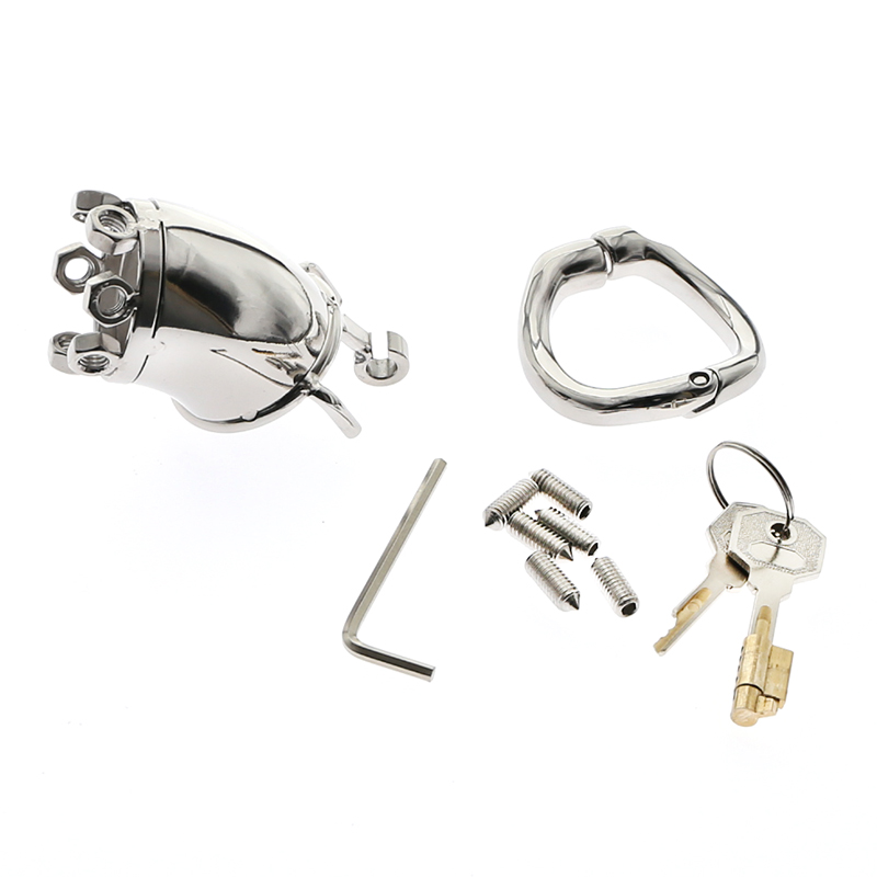 Stainless Steel Cbt Chastity Cage With Arcshaped Cock Ring Bdsm Bondage Fetish Toy - 2