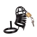 Male Chastity Cage Steel Black Device Belt Penis Bird Metal Cock Lock Restraint Ring Sex Toys For Men - 5
