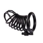 Male Chastity Cage Steel Black Device Belt Penis Bird Metal Cock Lock Restraint Ring Sex Toys For Men - 3
