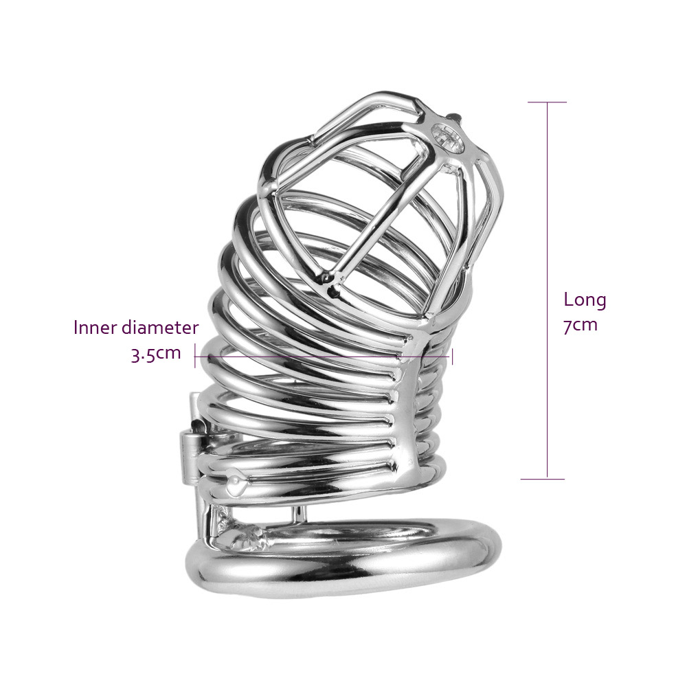 Black Steel Male Chastity Cage Penis Restraint Device Metal Cock Lock Ring Erotic Sex Toys For Men - 4
