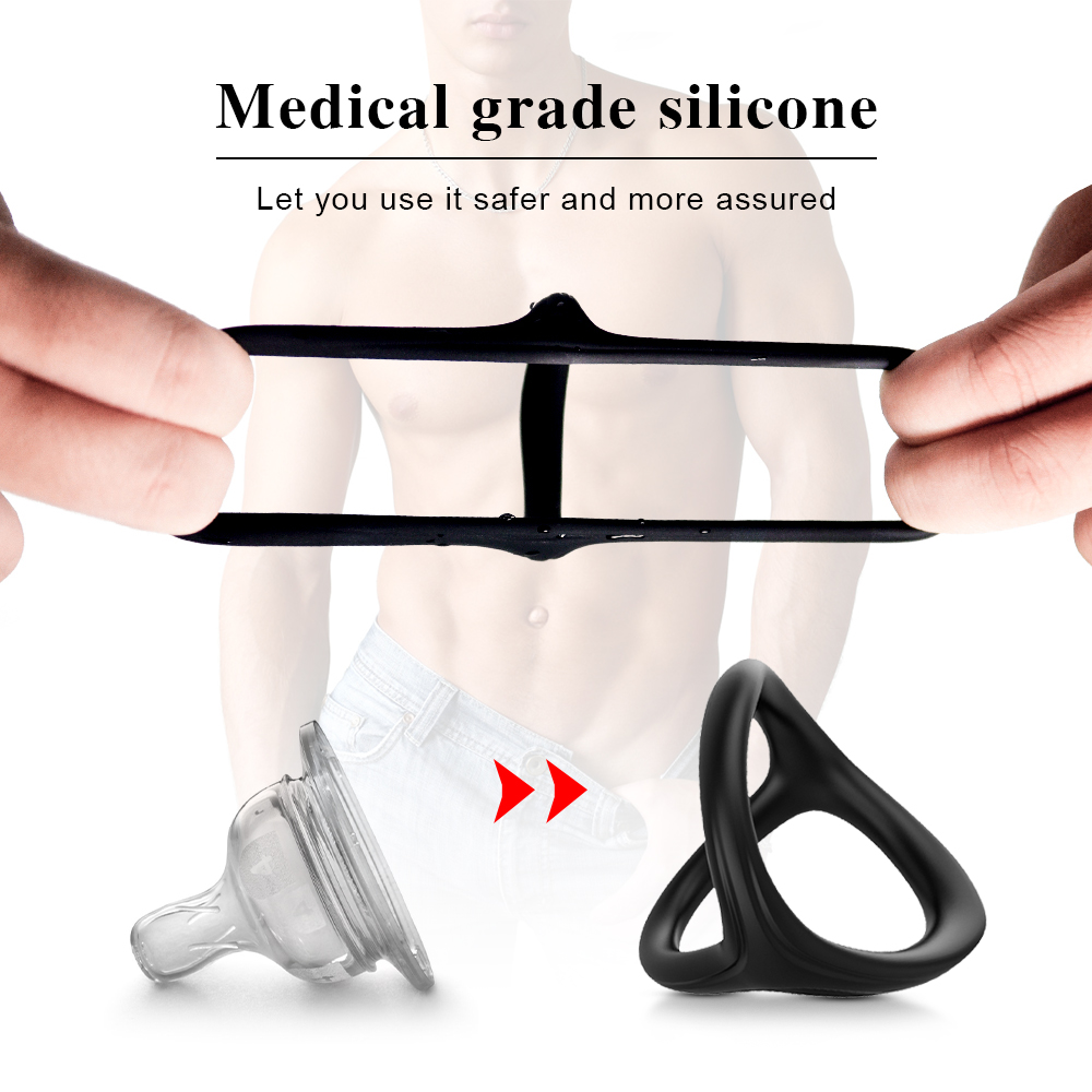 Male Chastity Device Silicone Penis Rings Delay Ejaculation Enhancer Adult Erotic Games Mens Sexual Health Toy - 7