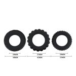 Black Silicone 3pcs Basic Penis Ring Set Stretchy Cock Cockring Sex Dick Rings For Men Dildo - 3