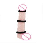 Black Silicone 3pcs Basic Penis Ring Set Stretchy Cock Cockring Sex Dick Rings For Men Dildo - 2