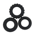 Black Silicone 3pcs Basic Penis Ring Set Stretchy Cock Cockring Sex Dick Rings For Men Dildo