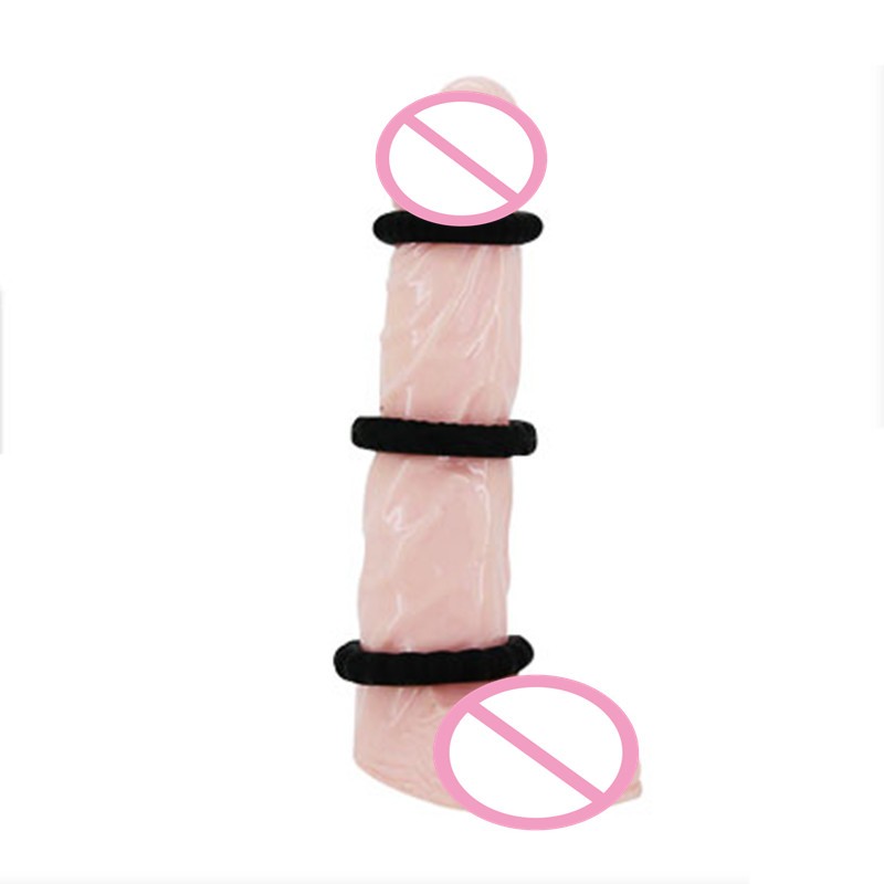 Quality Black Silicone Penis Ring Set 3pcs Stretchy Durable Male Enhancement Rings For Men - 5