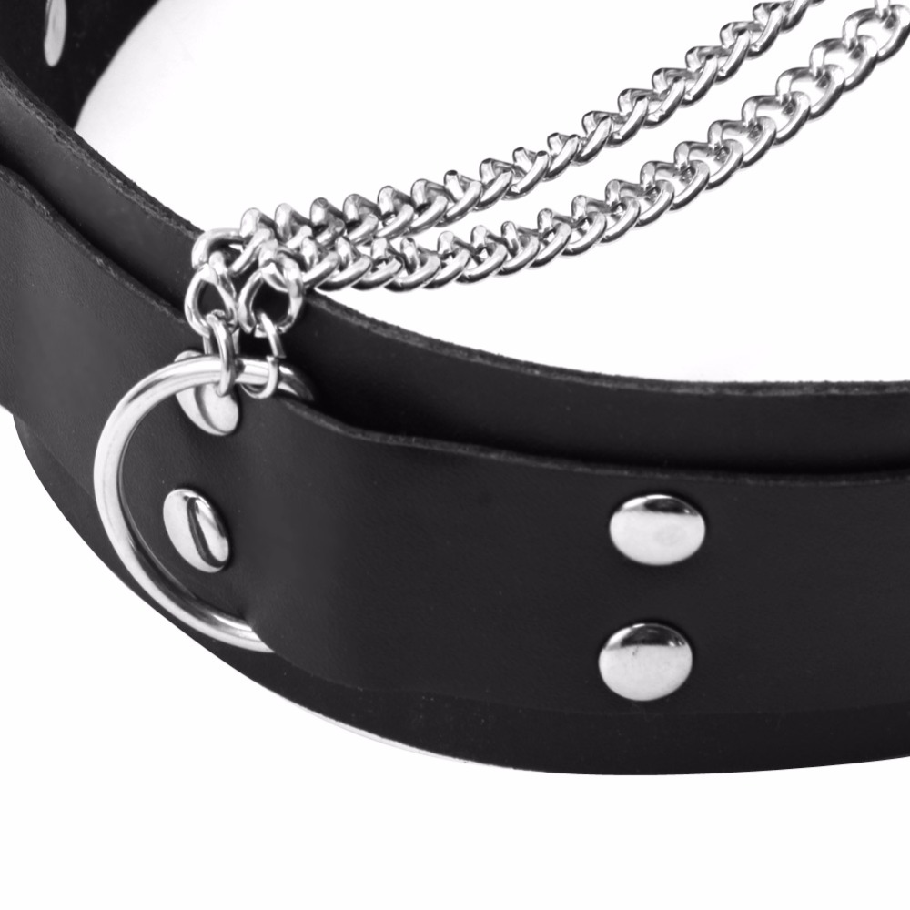 Adult Bdsm Cosplay Accessories Pu Leather Slave Collar With Adjustable Nipple Clamps For Erotic Games - 5