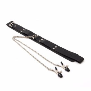 Sex Toys Slave Collar Nipple Clamps Pu Leather Necklace Bdsm Cosplay For Adult Games Hot - 2