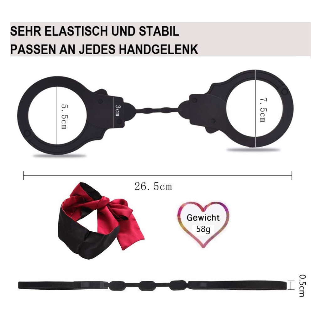 Silicone Bondage Set With Handcuffs And Blindfold Adult Sm Restraints Sex Toy Kit - 8