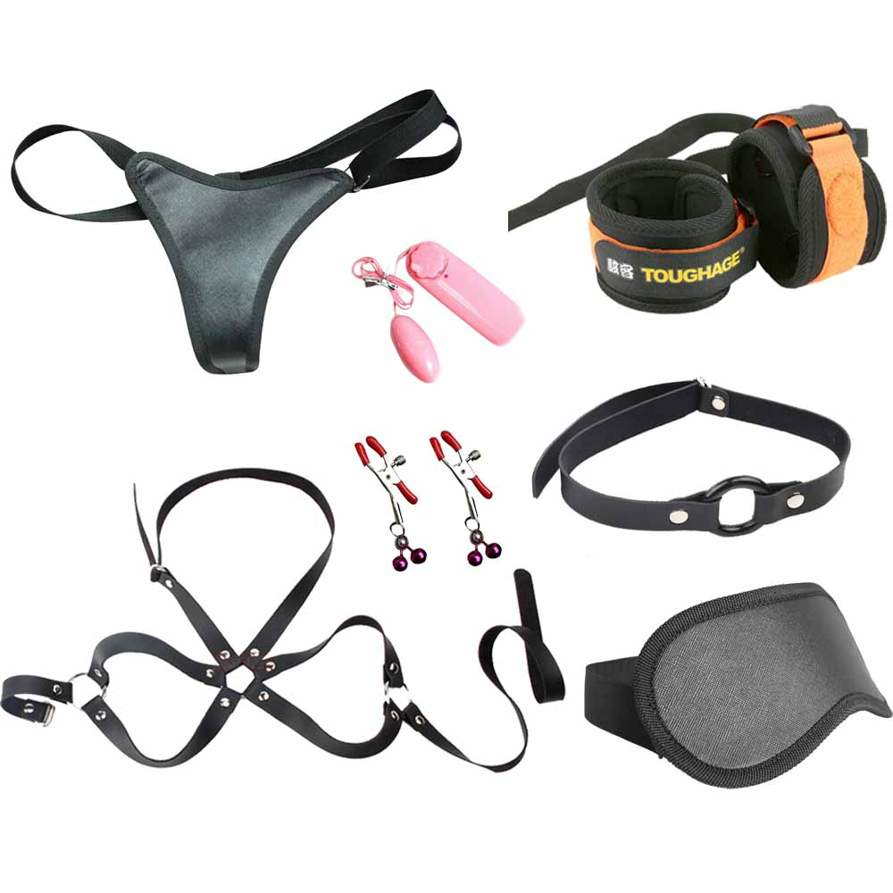 7pcs Black Temptation Adult Sex Toy Bundle Kit For Couples Erotic Flirtatious Sensual Game Set - 1