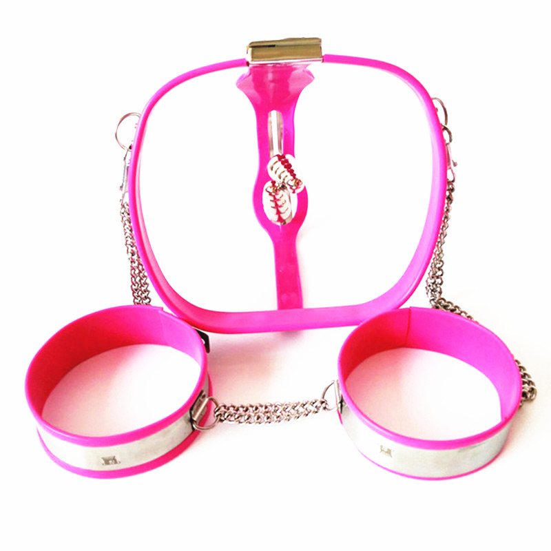 Womens Pink Chastity Belt With Stainless Steel Analvaginal Plug Adjustable Restraint Pants Sex Toy G57 - 6