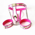 Female Chastity Device Pink Belts With Rings And Stainless Steel Anal Vaginal Plug Restraints Pants Sex Toy G5-7