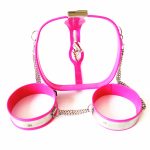 Female Chastity Device Pink Belts With Rings And Stainless Steel Anal Vaginal Plug Restraints Pants Sex Toy G5-7 - 6