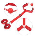 Adult Handcuffs Sex Toys For Couples Backhand Self Bondage Restraints Strap Gags Bdsm Sets Sm Slave Hand Cuff Open Mouth Ball - 4