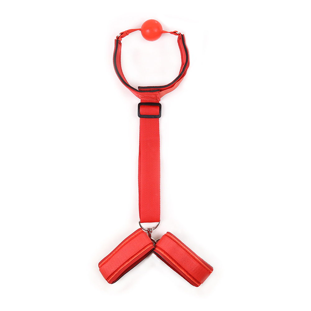 Quality Red Bondage Straps Nylon Handcuffs Mouth Gag Sponge Sex Toys For Couples - 1
