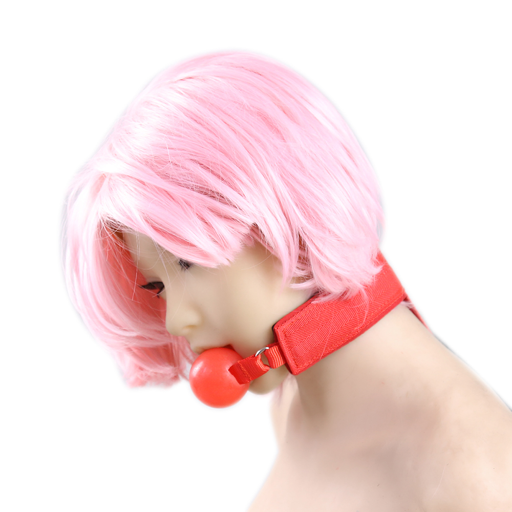 Quality Red Bondage Straps Nylon Handcuffs Mouth Gag Sponge Sex Toys For Couples - 6