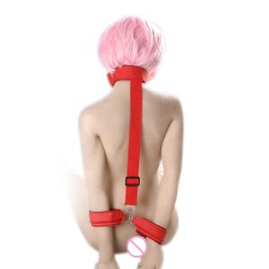Soft Solid Red Sponge Anti-back Handcuffs And Mouth Gag Couple Toys Sex For Woman Bondage Straps Nylon Couples - 3