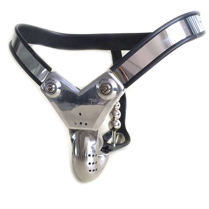 Stainless Steel Mens Chastity Belt With Anal Plug Bondage Bdsm Adult Toy Metal Cock Cage Panties - 1