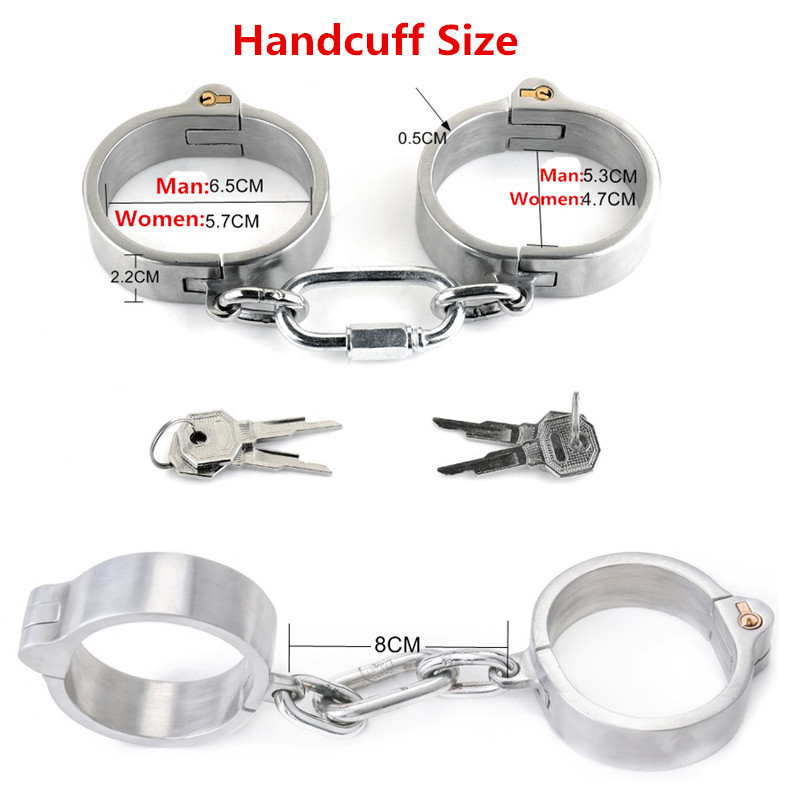 Stainless Steel Handcuffs And Ankle Cuffs With Stealth Lock For Bdsm Roleplay Unisex Fetish Restraints Sex Toy - 1