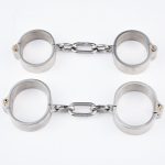 Stainless Steel Handcuffs Ankle Cuff With Chain Stealth Lock Hand Cuffs Wrist Restraints Fetish Slave Bdsm Sex Toy For Women Man - 2