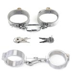 Stainless Steel Handcuffs Ankle Cuff With Chain Stealth Lock Hand Cuffs Wrist Restraints Fetish Slave Bdsm Sex Toy For Women Man - 4
