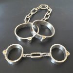 Stainless Steel Handcuffs Ankle Cuff With Chain Stealth Lock Hand Cuffs Wrist Restraints Fetish Slave Bdsm Sex Toy For Women Man - 6