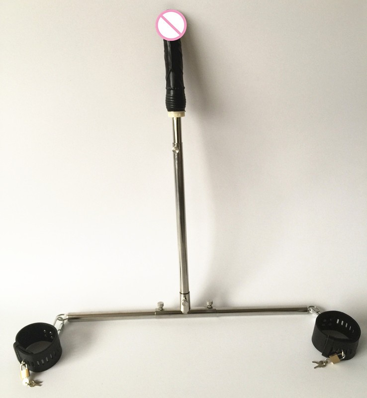 Stainless Steel Bondage Stand With Anal Plug Ankle Cuffs Fetish Slave Frame Spreader Bar - 2