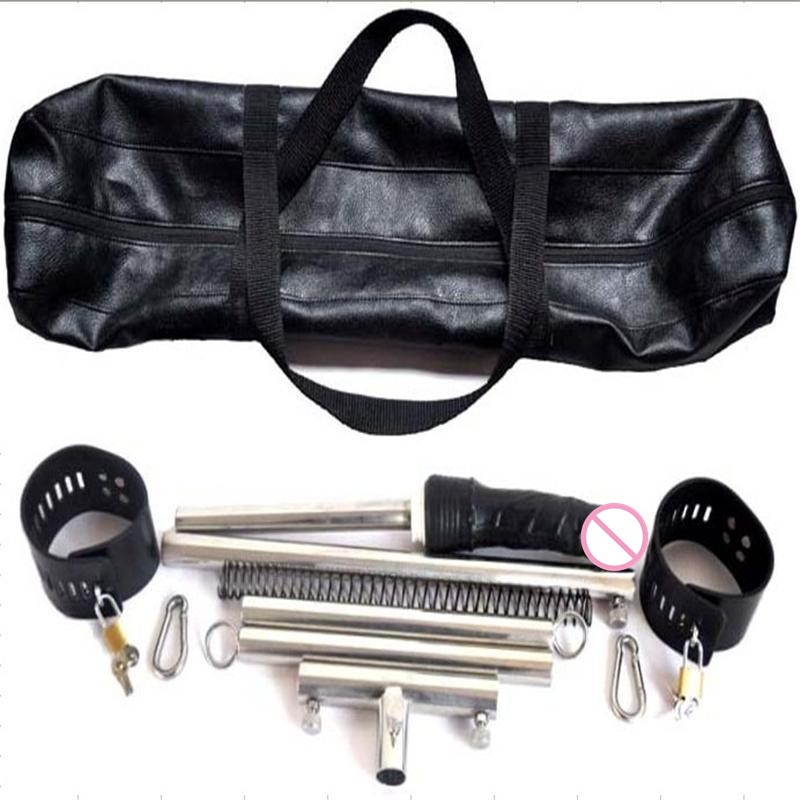 Stainless Steel Bondage Stand With Anal Plug Ankle Cuffs Fetish Slave Frame Spreader Bar - 3