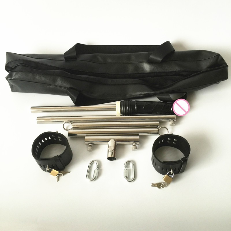 Stainless Steel Bondage Stand With Anal Plug Ankle Cuffs Fetish Slave Frame Spreader Bar - 5