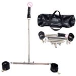 Top Metal Stainless Steel Bondage Restraints Stand With Anal Plug Leg Ankle Cuffs Fetish Slave Torture Device Spreader Bar Frame