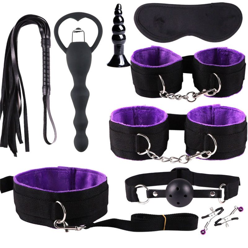 9pcs Abs Plush Sex Toys Suit Whip Vibrator Binding Massager Set Adult Sm Game Kit For Couple Toy 4jy2