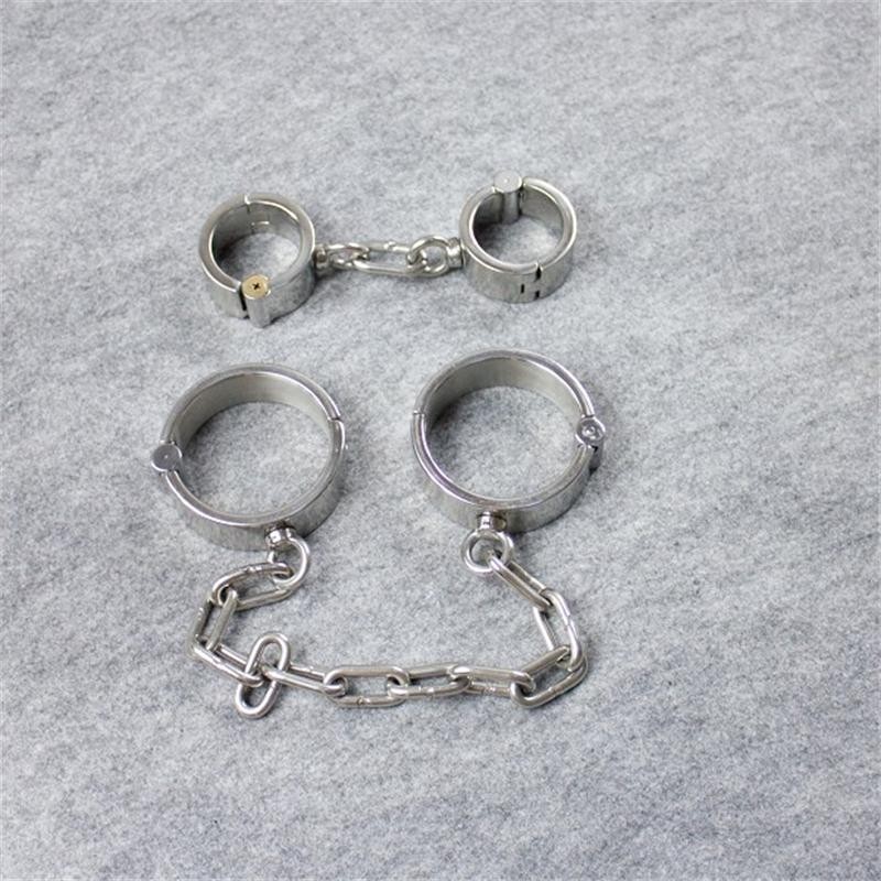 Bdsm Bondage Set Adult Handcuffs Ankle Cuffs Metal Leg Irons Erotic Slave Toys - 2