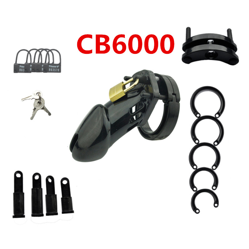 Male Chastity Device Cock Cage With 5 Size Rings Brass Lock Locking Number Tags Sex Toys Cb6000 - 4