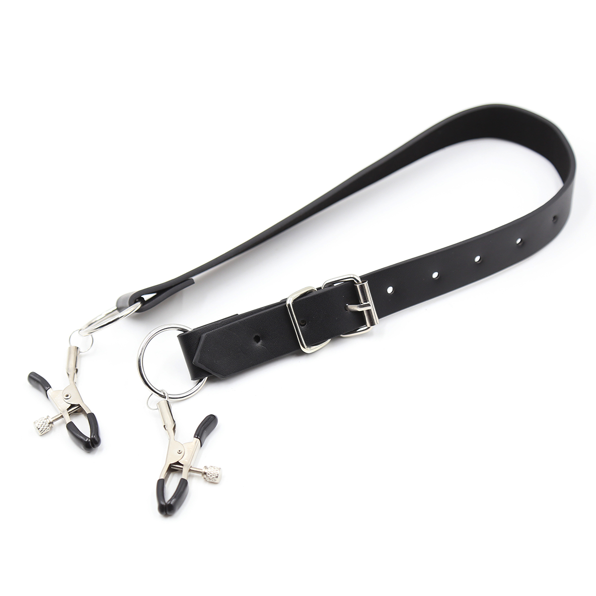 Bdsm Bondage Thigh Expansion Belt With Cosplay Nipple Clips For Sensual Play - 4
