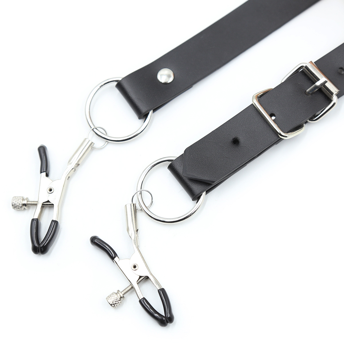 Bdsm Bondage Thigh Expansion Belt With Cosplay Nipple Clips For Sensual Play - 5