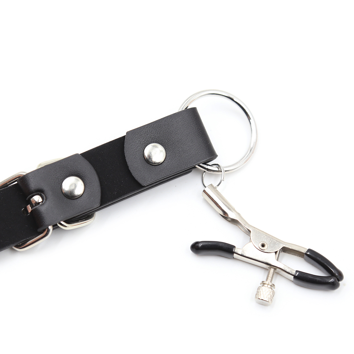 Bdsm Bondage Thigh Expansion Belt With Cosplay Nipple Clips For Sensual Play - 6