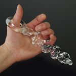 Crystal Penis Clear Screw Thread Pyrex Glass Dildo Anal Butt Plug G-spot Stimulation Sex Toy For Male Female