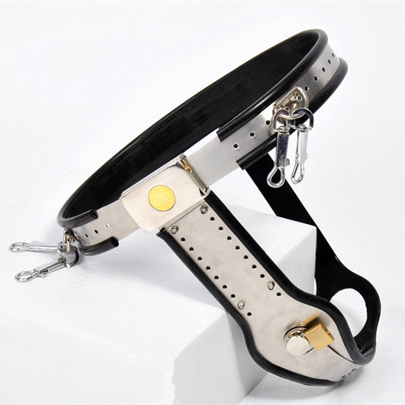 Stainless Steel 5piece Bdsm Adult Toy Set Chastity Belt Collar Bra Handcuffs Thigh Rings - 3