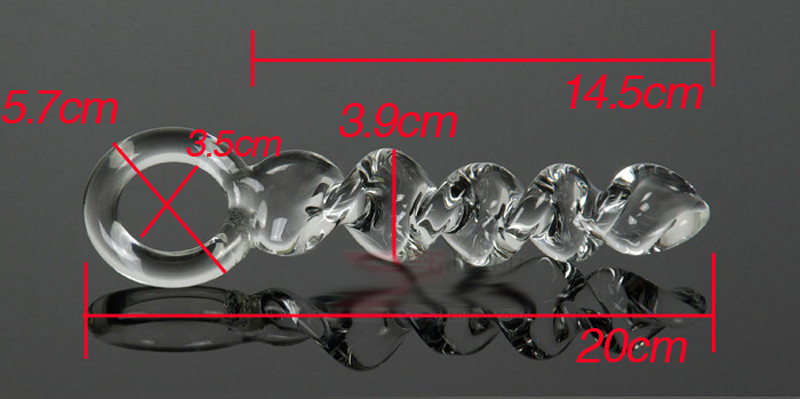 Clear Crystal Glass Dildo Gspot Stimulation Anal Butt Plug Pyrex Screw Thread Design Unisex Adult Sex Toy - 4