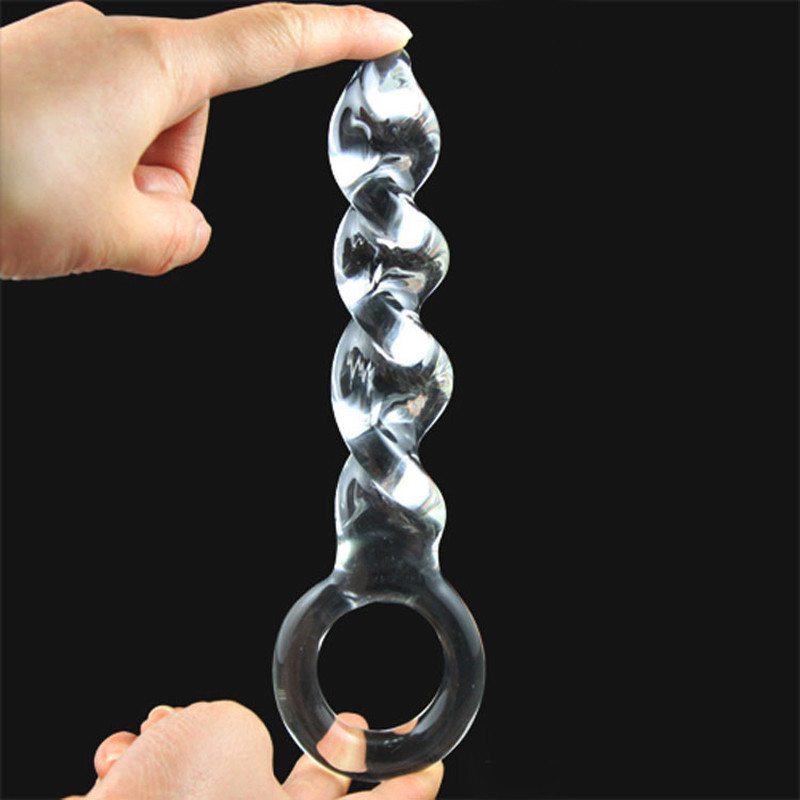 Clear Crystal Glass Dildo Gspot Stimulation Anal Butt Plug Pyrex Screw Thread Design Unisex Adult Sex Toy - 3