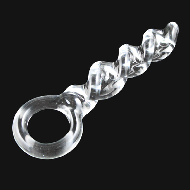 Clear Crystal Glass Dildo Gspot Stimulation Anal Butt Plug Pyrex Screw Thread Design Unisex Adult Sex Toy - 1