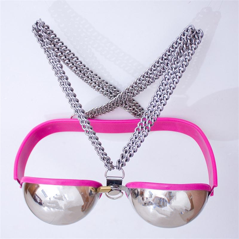Stainless Steel 5piece Bdsm Adult Toy Set Chastity Belt Collar Bra Handcuffs Thigh Rings - 6