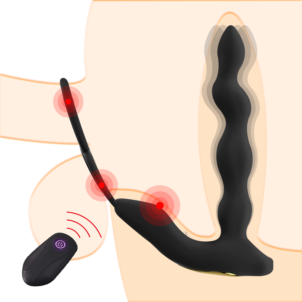 Mens Silicone Prostate Massager Vibrator Long Anal Toy Butt Plug Ejaculation Delay Ring - 6