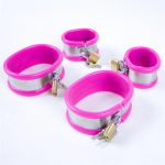 Stainless Steel 5 Piece Sets Chastity Belt Collar & Bra Handcuffs Thigh Rings Adult Bdsm Toys G7-5-31 - 4