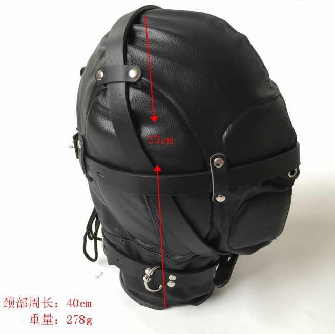 Black Leather Bdsm Bondage Hood Breathable Tight Fit Elastic With Zipper Headgear For Slave Roleplay Sex Toy - 7